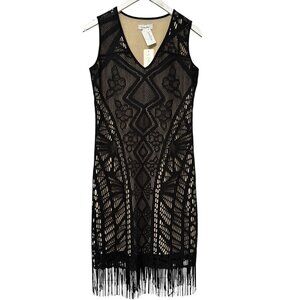 NEIMAN MARCUS 5 Twelve Dress Small Fringe Flapper Black Lace NWT